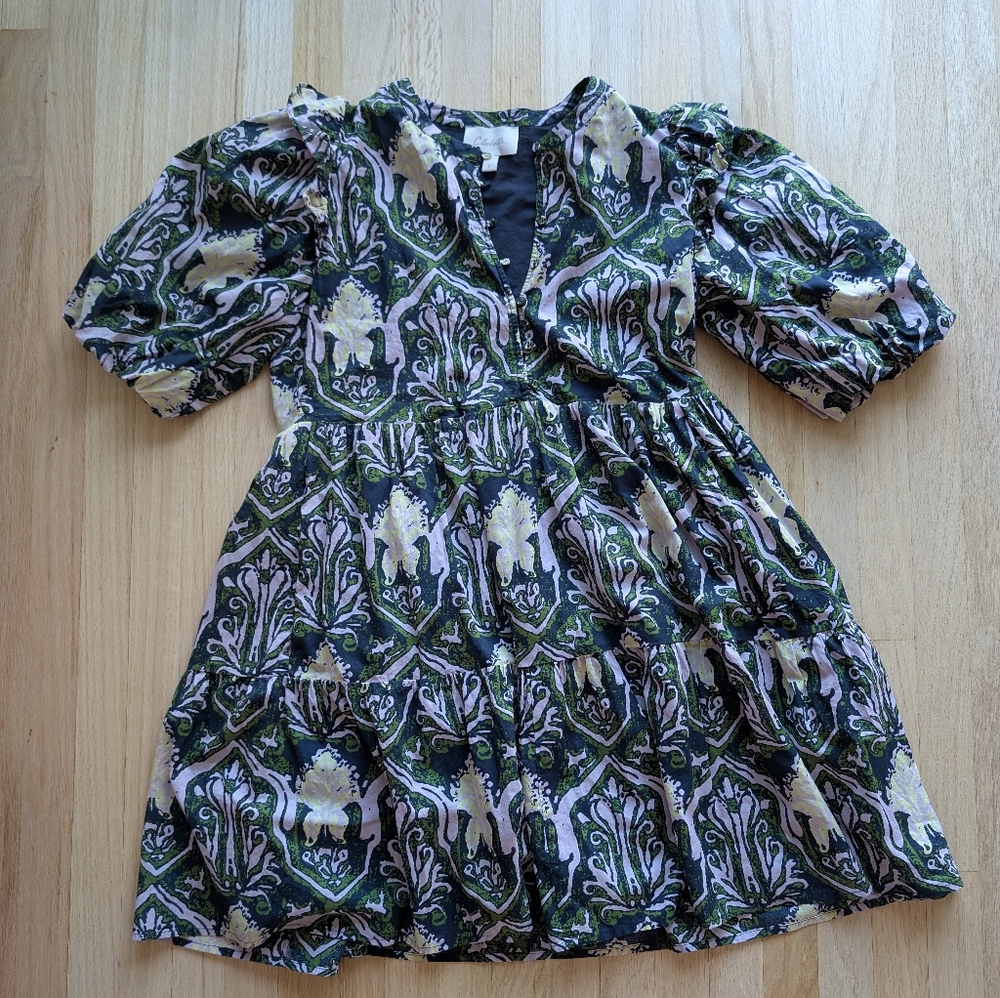 Cleobella Anthropologie Tiered Puffy Sleeves Dress, Mini (Size Small)